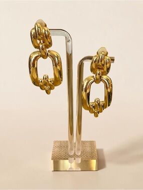 Erwin Pearl Gold-tone Door Knocker Earrings Vintage